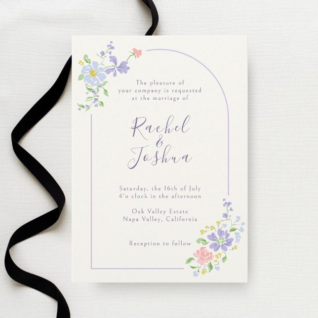 Invitation Ivory | Whimsical Floral Arch Script Wedding (Créateur téléchargé)