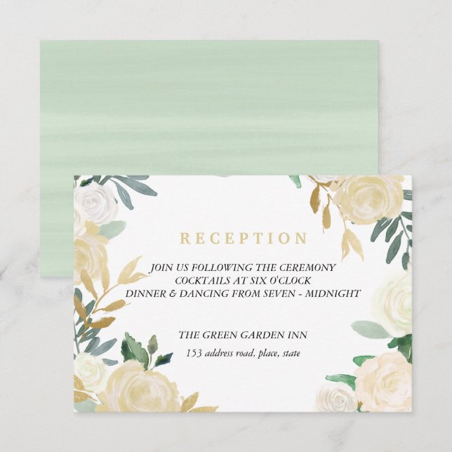 Invitation Ivory Wreath Wedding Détails de la réception Monna (Devant / Derrière)