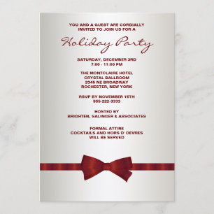 Invitation Ivy Red Bow Cravate Corporate Christmas Party