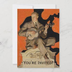 Invitation J.C. Leyendecker Joueur de banjo 1920 Art déco Art