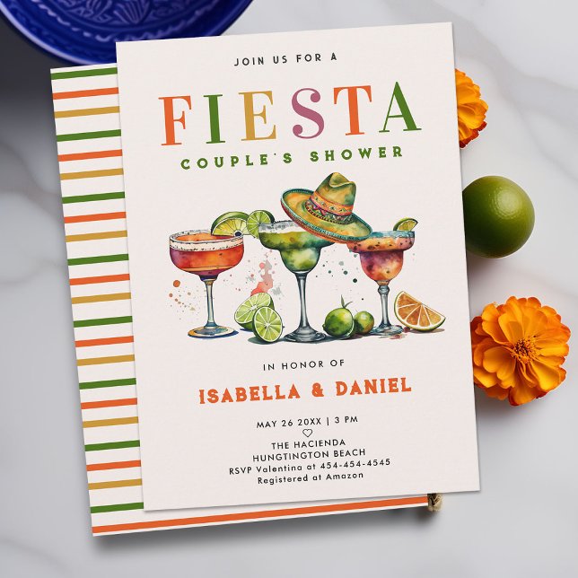 Invitation Jack au pied de Fiesta et Jill Mariage Couple Douc (fiesta coed couples wedding shower invitation jack jill mexico mexican couple tequila colorful class)