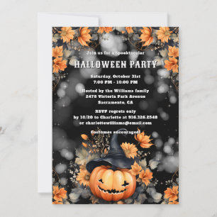 Invitation Jack O’Lantern Floral Halloween Party