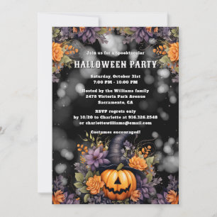 Invitation Jack O’Lantern Floral Halloween Party