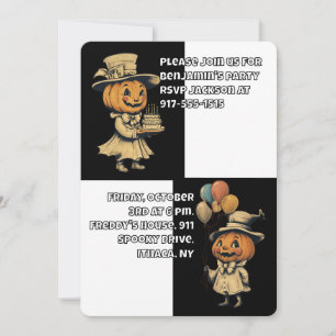 Invitation Jack-o'-lantern Halloween en noir