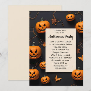 Invitation Jack O'Lanterns et Twigs Halloween Party