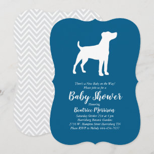 Invitation Jack Russell Terrier Chien Baby shower Blue Boy