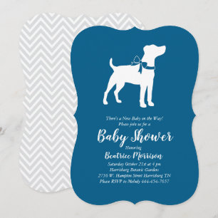 Invitation Jack Russell Terrier Chien Baby shower Blue Boy