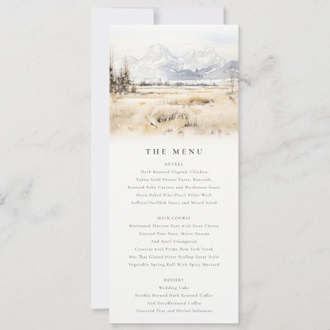 Invitation Jackson Hole Wyoming Landscape Wedding Menu Card (Devant)