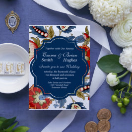 Invitation Jacobean rouge et bleu