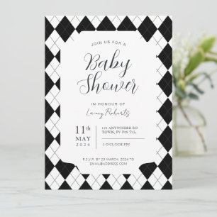Invitation Jacquard diamant noir et blanc Neutre genre