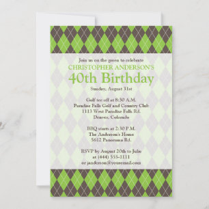 Invitation Jacquard Plaid Brown Golf Golf 0 Anniversaire