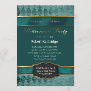 Invitation Jacquard turquoise Classic Retraite Party Invitati