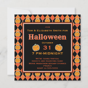 Invitation Jacquard virtuel Halloween Kawaii Jack-o-lanterne