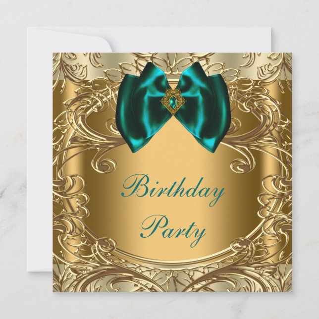 Invitation Jade et Gold Birthday Party (Devant)