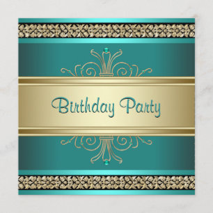 Invitation Jade Vert Or Noir Fête d'anniversaire de femme