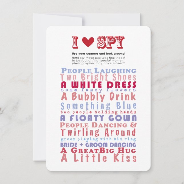 Invitation J'adore le jeu de Photo Hunt espion (Devant)