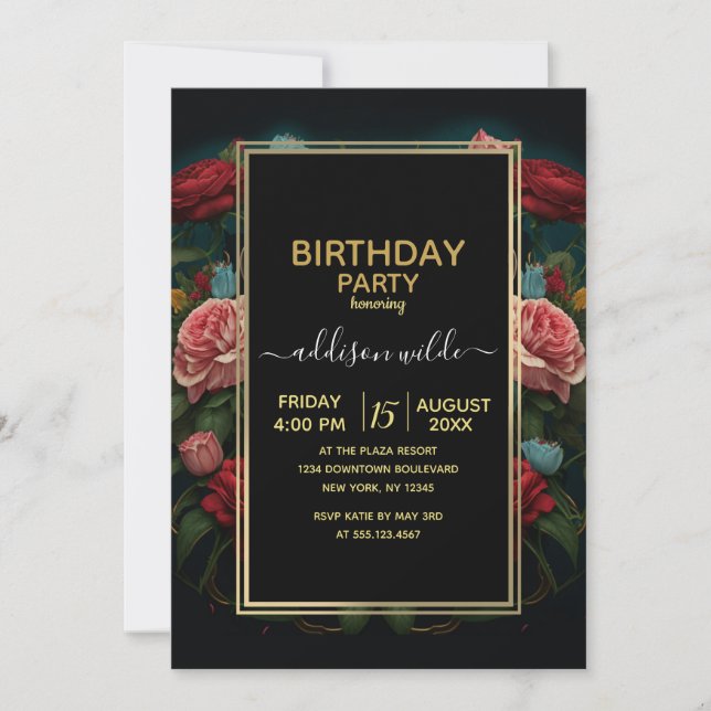 Invitation Jaguar with Crown in Flowers Painting              (Devant)