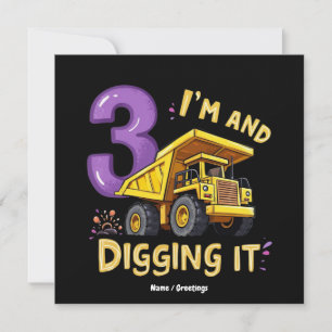 Invitation J'ai 3 ans et creusé il 3ème anniversaire Construc