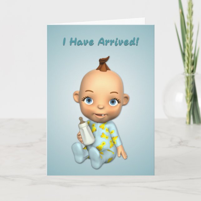 Invitation J'Ai Arrivé Baby Boy Card (Devant)
