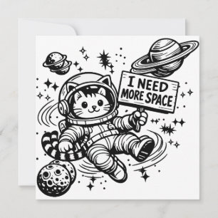 Invitation J'ai Besoin De Plus D'espace Drôle Chat Astronaute
