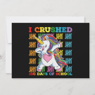 Invitation J'Ai Écrasé 100 Jours D'École Unicorne