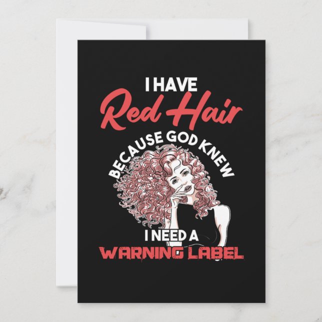 Invitation J'Ai Étiquette Red Hair Avertissement Redhead Ging (Devant)