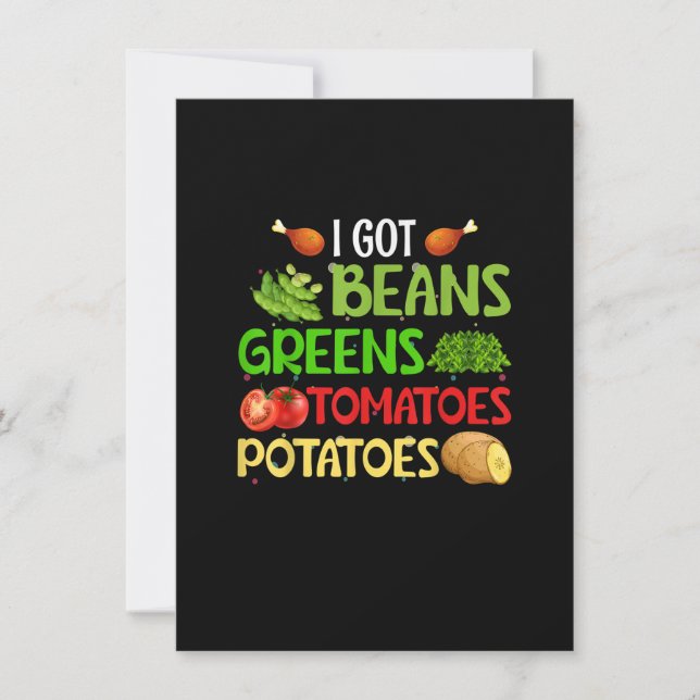Invitation J'ai eu des haricots verts pommes de terre tomates (Devant)