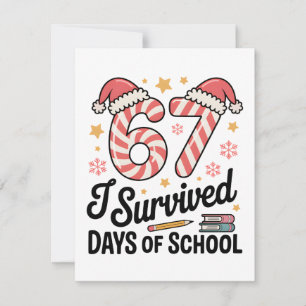Invitation J'ai survécu 67 jours d'école drôle de Noël
