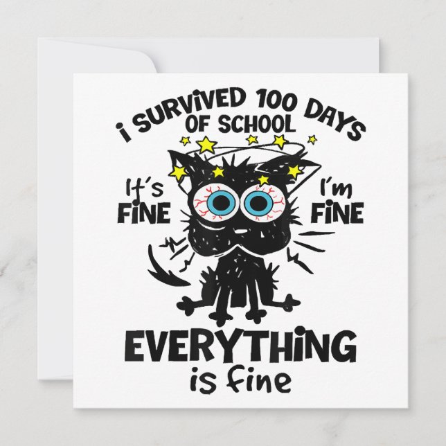 Invitation J'ai survécu à 100 jours d'école C'est bon Je vais (Devant)