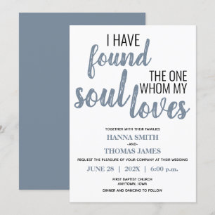 Invitation J'ai trouvé une typographie Dusty Mariage bleu