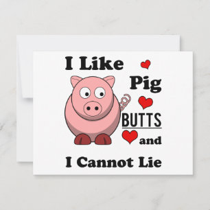 Invitation J'Aime Les Beurres De Cochon Drôle Porc Butt Rôti