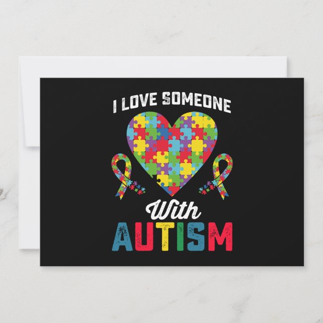 Invitation J'Aime Quelqu'Un Avec Sensibilisation sur l'autism (Devant)