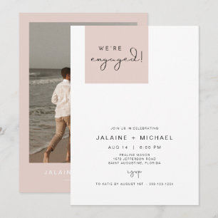 Invitation JALAINE Moderne Rose Pâle Bloc Photo Fiançailles