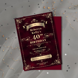 Invitation Jalon d'or de Bourgogne glamour âge Anniversaire