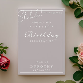 Invitation Jalon minimaliste moderne Surprise Anniversaire
