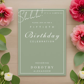 Invitation Jalon minimaliste moderne Surprise Anniversaire