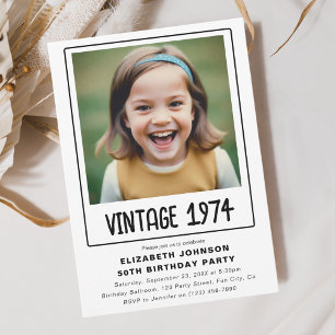 Invitation Jalon vintage Anniversaire Photo