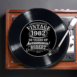 Invitation Jalon vintage du record de vinyle Customisé Annive