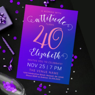 Invitation Jalonneuse 40 Ombre Bleu Violet Élégant
