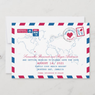 Invitation Jamaica AirMail Wedding Enregistrer la date