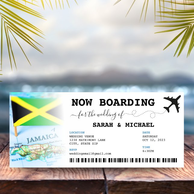 Invitation Jamaïque Boarding Pass Destination Wedding (Jamaica Boarding Pass Destination Wedding Invitation
)