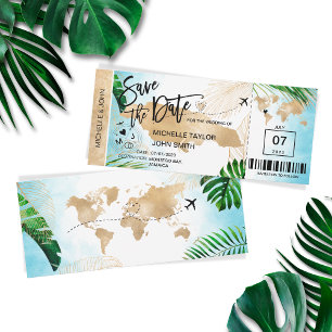 Invitation Jamaïque Enregistrer la date Boarding Pass Plage t