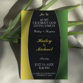 Invitation Jamaïque Green & Gold Caraïbes Mariage élégant