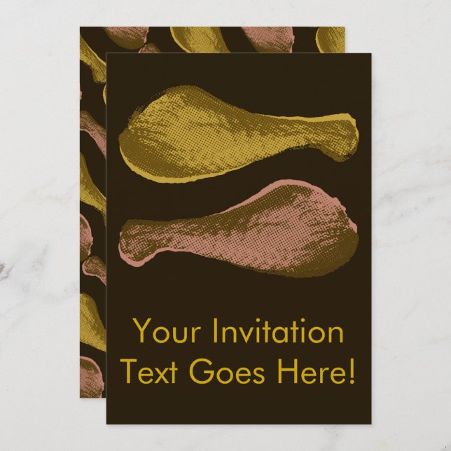 Invitation Jambes de poulet frites (Devant / Derrière)