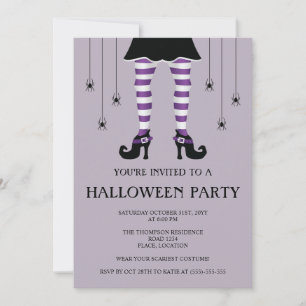 Invitation Jambes De Sorcière Violette Et Araignées Joyeux Ha