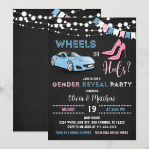 Invitation Jantes modifiables ou talons Partie de révélation 
