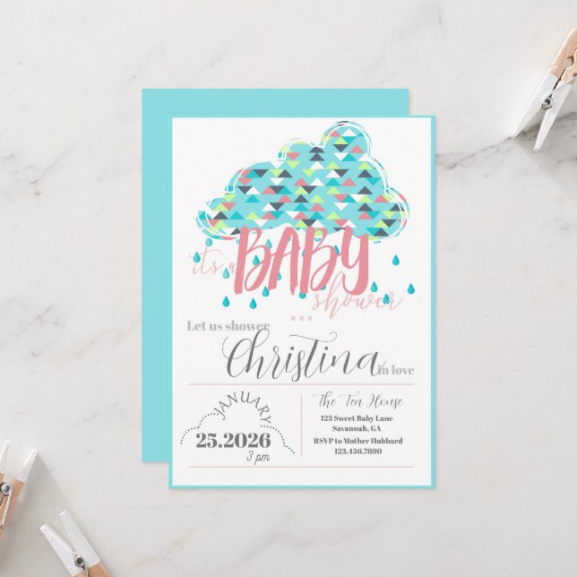 Invitation Janvier Sprinkle Shower Maman-to-be Baby shower (Devant/Arrière en situation)