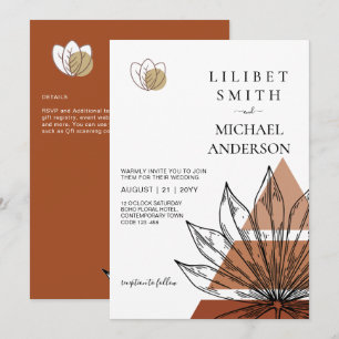 Invitation Japandi Abstrait Scandinave Mariage géométrique