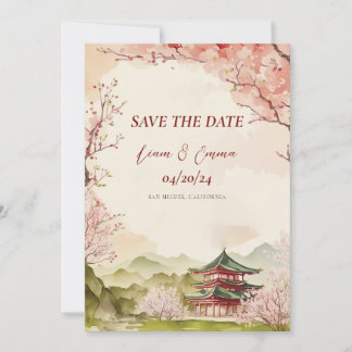 Invitation  Japanese Sakura Traditional Save The Date