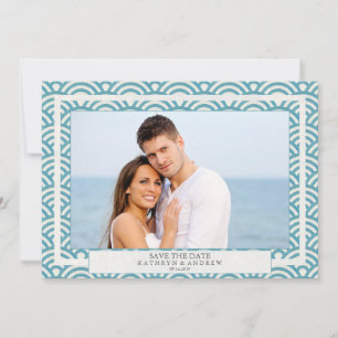 Invitation Japon Seigaiha Vagues Enregistrer La Date Flat Pho